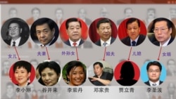 巴拿馬文件透露，中國有些高官的親戚有離岸帳戶，圖片顯示了一部分（頭像來自網絡，美國之音合成）