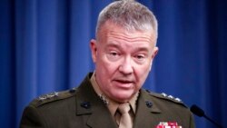 In this April1 14, 2018, file photo, then-Marine Lt. Gen. Kenneth "Frank" McKenzie speaks during a media availability at the Pentagon in Washington.