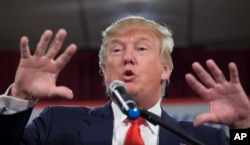 FILE - Donald Trump speaks at the South Carolina Tea Party Coalition Convention in Myrtle Beach, S.C.