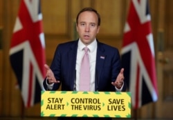 Britain's Health Secretary Matt Hancock holds the daily coronavirus disease news conference at 10 Downing Street in London, May 21, 2020. (Credit: Pippa Fowles /10 Downing Street/Handout)