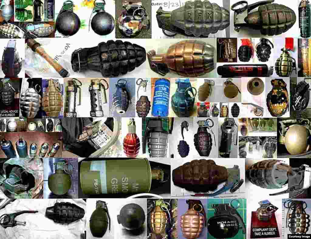 numerous fake or inert handgrenades were discovered by TSA agents. (TSA)