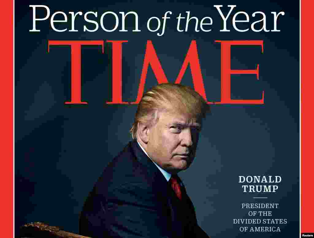美国《时代》周刊2016年12月里一期封面的主要部分。这家杂志选择川普为年度风云人物,并且将这位侯任的美利坚合众国总统称为“美利坚分裂国” 总统。川普承认他将掌权的是一个政治分化的国家,但他否认他对这一分裂推波助澜的说法。川普说:“现在有很大的分裂。我们将弥合这一分裂。我们将让美国的裂痕愈合得非常好。我们还将形成一个伟大的经济力量,而且我们将加强我们的军队和安全。我们将做许多伟大的事情。”民主党人希拉里•克林顿在普选中获得的选票比川普多出了将近270万张,但川普在选举人团中赢得了更多的选票因而赢得总统之位。