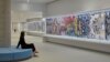 Jean-Paul Riopelle’s Tribute to Rosa Luxembourg. At 40 meters, it is the largest work in the museum and the largest Riopelle ever created. It is displayed in an underground passage leading to the new pavilion. 