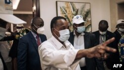 Président Denis Sassou N'Guesso nsima bosakolami ya elonga na ye na maponami ya mokonzi ya mboka na ministre ya Intérieur mpe Décentralisation na Brazzaville, 23 mars 2021. 