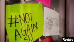 Students rally against white supremacy at Syracuse University in New York, Nov. 20, 2019.