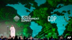 FILE - Sultan al-Jaber, the CEO of Abu Dhabi National Oil Co., speaks during the World Government Summit in Dubai, United Arab Emirates, Feb. 14, 2023.