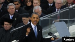 Barack Obama discursando na tomada de posse (21 Janeiro 2013)