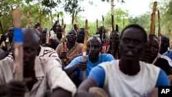 New recruits for the Sudan People's Liberation Army (SPLA) train in a secret camp in the Nuba mountains of South Kordofan, FILE July 11, 2011.