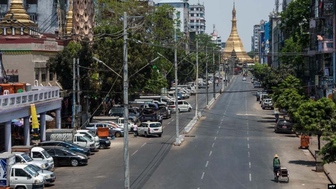 ရန်ကုန်မြို့ ဆူးလေဘုရားအနီးက ဗန္ဓုလလမ်း (ဧပြီ ၁၂၊ ၂၀၂၀) 