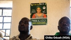 Ndi Kato's campaign flyer is posted on a wall in a hotel in Kafanchan, a town in Kaduna State.