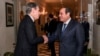 A handout picture released by the Egyptian Presidency shows Egyptian president Abdel Fattah al-Sisi (R) meeting with US Secretary of State Antony Blinken in Cairo at the Ittihadia presidential Palace on January 11, 2024.