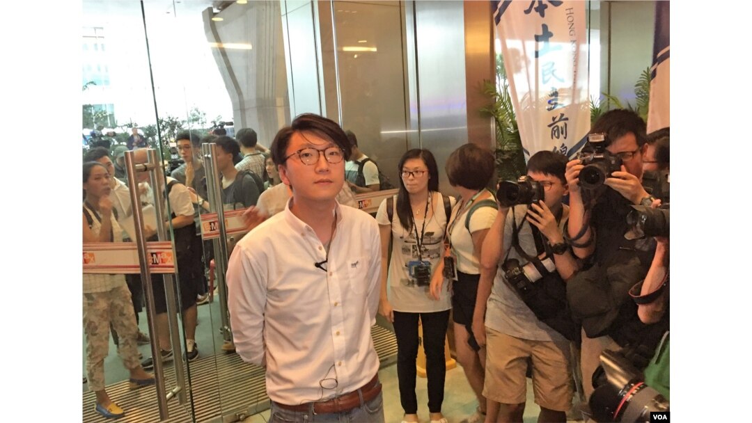 本土民主前線發言人梁天琦。(美國之音湯惠芸攝)