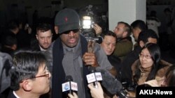 NBA“坏小子”罗德曼2013年2月抵达朝鲜访问