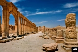 In this undated photo released by the Syrian official news agency SANA, shows the site of the ancient city of Palmyra, Syria.