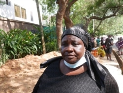 Rita Addo outside the residence of Rawlings, in Accra, Nov 13 2020. (Stacey Knott/VOA)