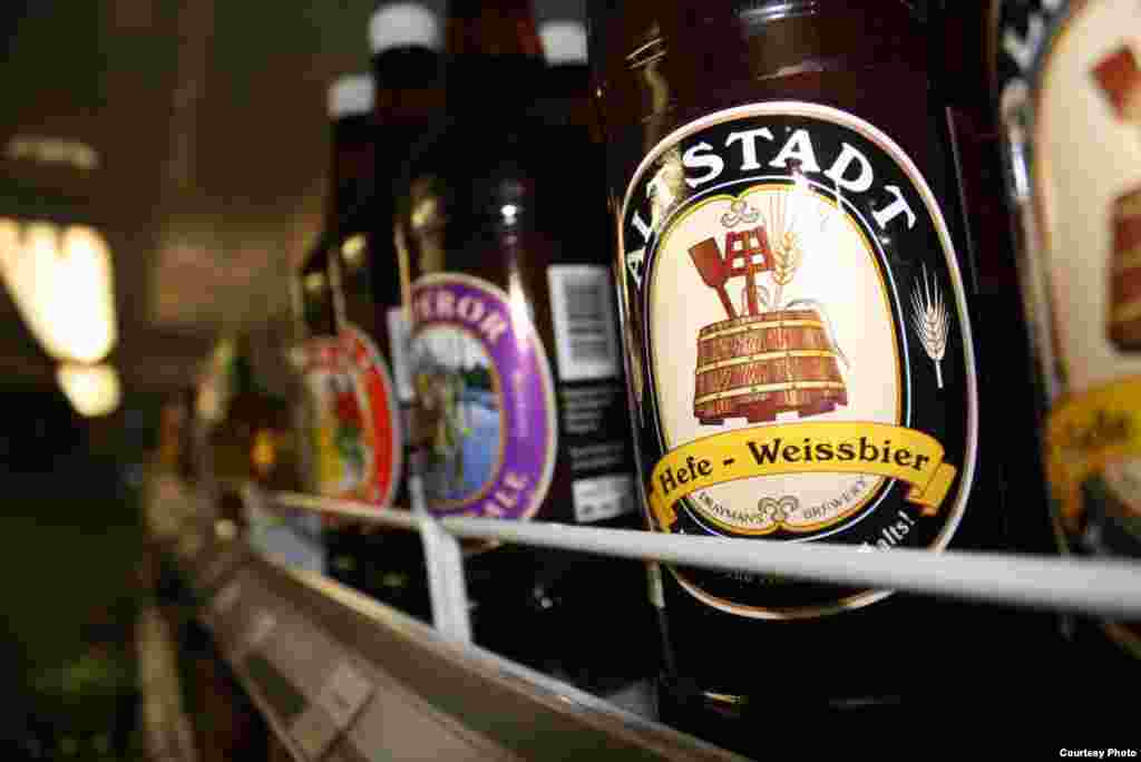 Some specialty beers made by Moritz Kallmeyer of Drayman’s Brewery are on sale at a liquor store in Johannesburg. (Photo Credit: Darren Taylor)