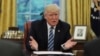 U.S. President Donald Trump speaks during an interview with Reuters in the Oval Office of the White House in Washington, April 27, 2017. 