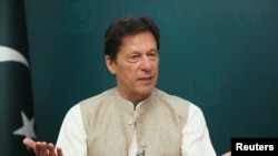 FILE - Pakistan's Prime Minister Imran Khan gestures during an interview with Reuters in Islamabad, June 4, 2021. "I think the U.S. has really messed it up in Afghanistan," Khan told PBS NewsHour aired July 27, 2021.