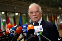Kepala kebijakan luar negeri Uni Eropa Josep Borrell di Brussels, Senin, 22 Januari 2024. (Foto: AP)