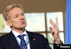 FILE - Jan Egeland, special adviser to the U.N. Special Envoy for Syria, attends a news conference in Geneva, Switzerland, Dec. 1, 2016.