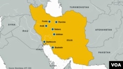 شمایی از سایتهای فعالیتهای هسته ای ایران