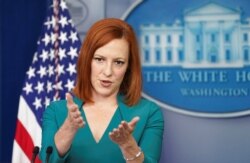 USA, Washington, White House Press Secretary Jen Psaki speaks to reporters at the White House