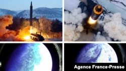 ჩრდილოეთ კორეის საინფორმაციო სააგენტო KCNA აცხადებს, რომ ფოტოების ეს კომბინაცია "ჰუასონგ-12" რაკეტის გამოცდას ასახავს