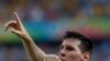 Argentina's Lionel Messi celebrates after scoring during the group F World Cup soccer match between Argentina and Iran at the Mineirao Stadium in Belo Horizonte, Brazil, Saturday, June 21, 2014. Argentina won 1-0. (AP Photo/Jon Super)