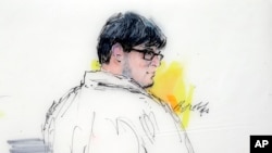 FILE - In this courtroom sketch, Enrique Marquez appears in federal court in Riverside, Calif., Monday, Dec. 21, 2015. 