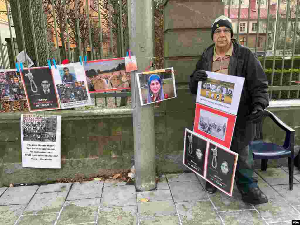 دادگاه حمید نوری در سوئد. محاکمه نوری به اتهام جنایت جنگی و قتل به دلیل نقشی که در کشتارهای سال ۶۷ داشت، در شهر استکهلم سوئد در حال برگزاری است.
