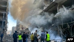 Firefighters douse a fire at the site of an Israeli airstrike in the Ghobeiry neighborhood of Beirut's southern suburbs on Nov. 15, 2024, amid the ongoing war between Israel and Hezbollah/AFP