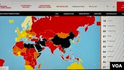 無國界記者組織4月20日發表”2021世界新聞自由指數”報告，香港連續兩年排名第80位，與去年並列有統計以來最低排名 (美國之音/湯惠芸)