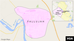 Peta wilayah Fallujah, Irak.