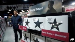"Blackstar", the new album by David Bowie, is on display at a record shop in London, Jan. 11, 2016.