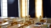 An empty classroom is seen at a closed school in Paris, March 16, 2020.