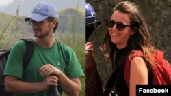 Ba experts ya ONU Michael Sharp, na gauche, mpe Zaida Catalan bakufaki na maboko na baye bamisama lokola batomboki ya Kamwina Nsapu na Kasaï, le 27 mars 2017.