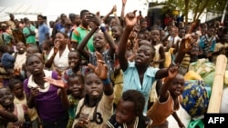 Anak-anak pengungsi dari Republik Demokratik Kongo di kamp pengungsi Kyangwali, di barat Uganda, 10 Desember 2018. 