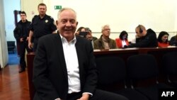FILE - In this file photo taken on Oct. 22, 2018 Croatia's former prime minister Ivo Sanader attends a hearing during his trial in Zagreb. 