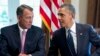Presidente Barack Obama conversa com porta-voz da Camara dos Representantes, o republicano John Boehner 