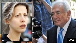 Penulis Perancis Tristane Banon (kiri) dan mantan Kepala IMF, Dominique Strauss-Kahn.
