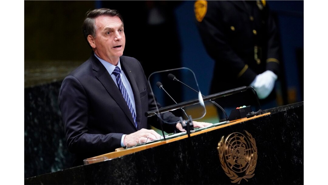 Brazil's President Jair Bolsonaro addresses the 74th session of the United Nations General Assembly at U.N. headquarters in New York City, New York, Sept. 24, 2019.