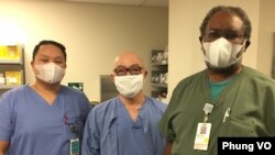 Health care workers at EvergreenHealth Medical Center in Kirkland, Washington welcome the donated masks. (Photo courtesy Phung Vo) 