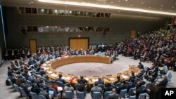美国国务卿蒂勒森在联合国安理会会议期间谈论朝鲜局势。（2017年12月15日）