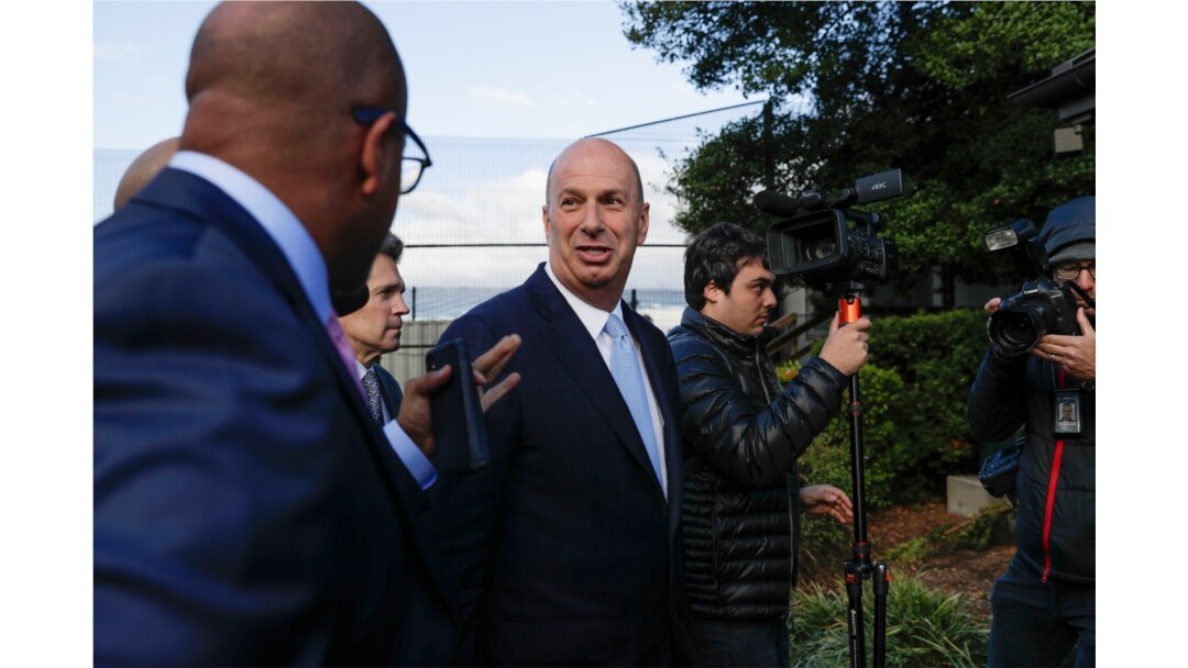 US Ambassador to the European Union Gordon Sondland, center, arrives for a joint interview with the House Committees on Capitol Hill, Oct. 17, 2019.