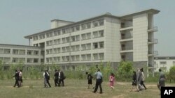 FILE - This image made from a May 21, 2014, video shows a building at the Pyongyang University of Science and Technology.