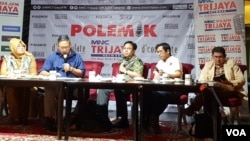 Diskusi di Jakarta, Sabtu (14/7) membahas pemilihan Ketua Umum Partai Golkar. (VOA/Fathiyah)