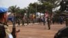 FILE - United Nations peacekeeping troops take part in a ceremony in the capital city of Bangui, Central African Republic.