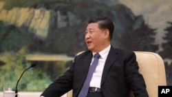 Chinese President Xi Jinping speaks during a meeting with Tedros Adhanom, director general of the World Health Organization, at the Great Hall of the People in Beijing, Tuesday, Jan. 28, 2020. (Naohiko Hatta/Pool Photo via AP)