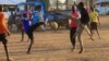 Youth displaced by fighting in South Sudan play soccer at Bidi Bidi refugee’s resettlement camp near the border with South Sudan, in Yumbe district, northern Uganda, Dec. 7, 2016.