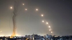 Rockets are launched towards Israel from Gaza City, controlled by the Palestinian Hamas movement, on May 11, 2021. (Photo by MAHMUD HAMS / AFP)